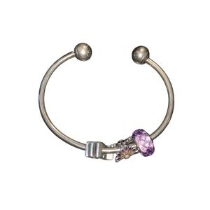 Pandora Sterling Silver Open Bangle Scorpio Daisy Murano Glass Charm Bracelet